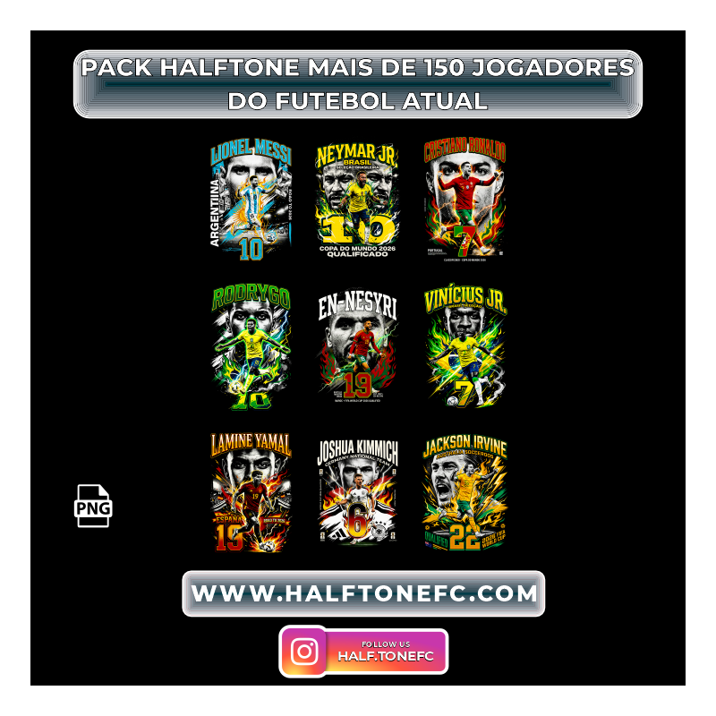 PACK HALFTONE MAIS DE 150 JOGADORES DO FUTEBOL ATUAL