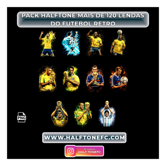 PACK HALFTONE MAIS DE 120 LENDAS DO FUTEBOL RETRO